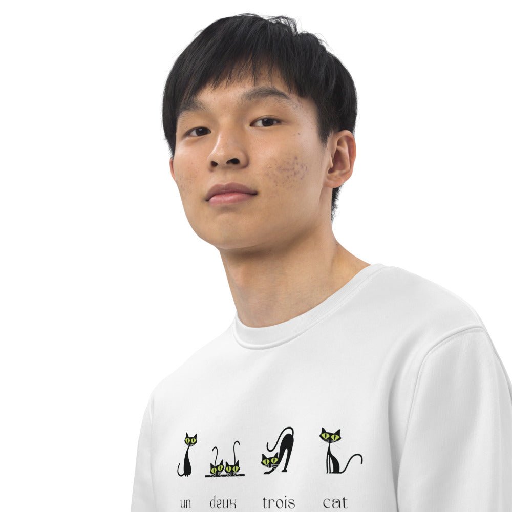 Sweatshirt cats design featuring four adorable illustrated French cats for cat lovers

