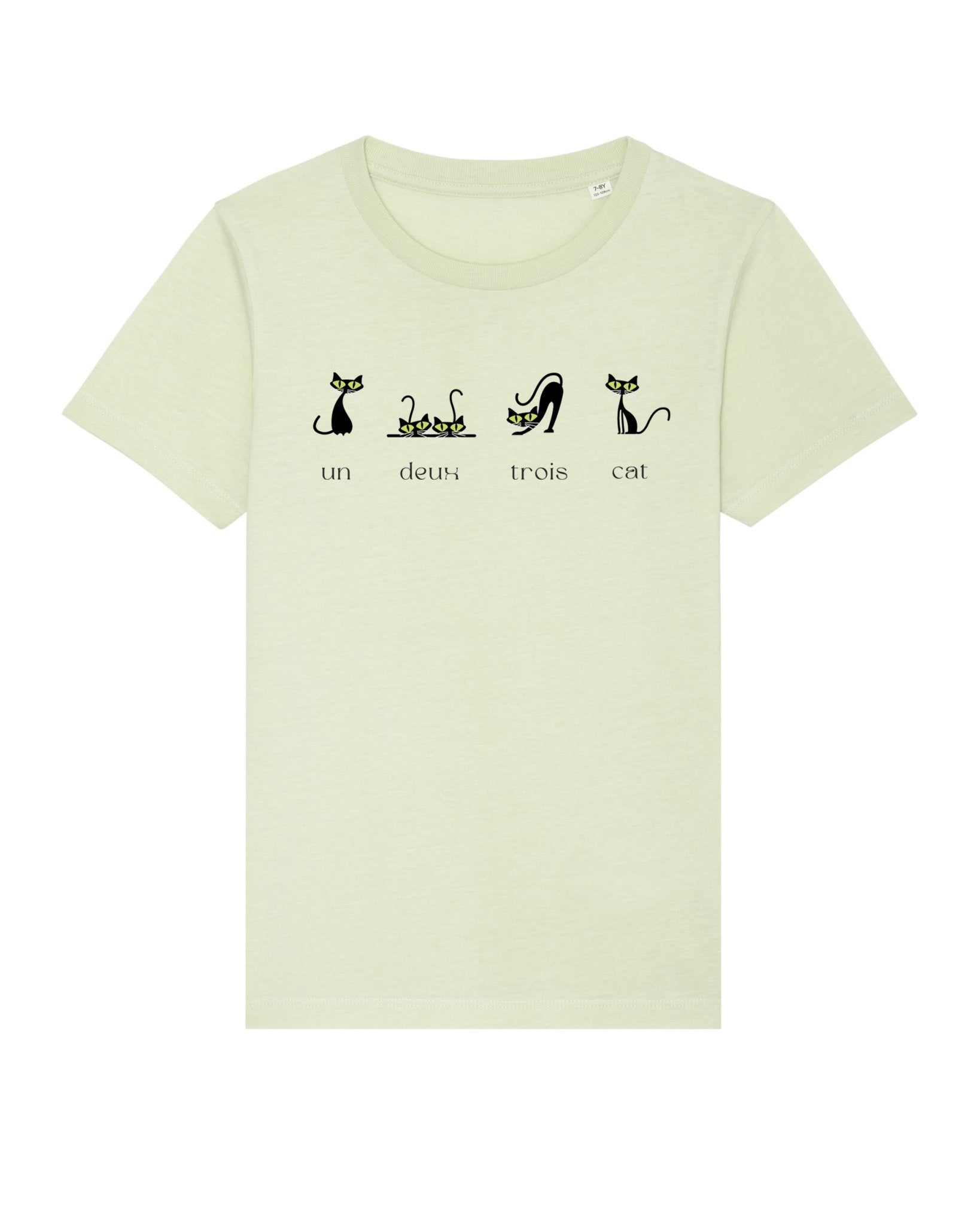 Childrens animal print t shirts, '4 French Cats' design, comfy cotton wear

