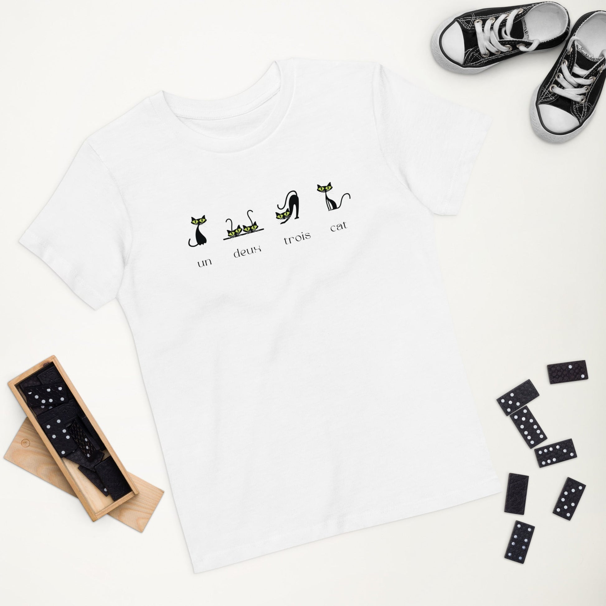 Kids Funny Cat T-shirt '4 French Cats', animal print t shirts children, cotton tee


