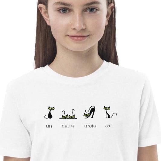 Organic Cotton '4 French Cats' t-shirt, childrens animal print t shirts, cute cat design

