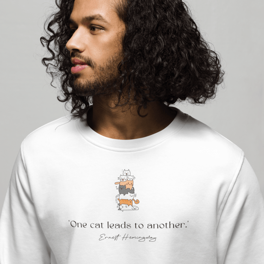 Organic Cotton 'A Pile Of Cats' Funny Sweatshirt with cute kitty stack illustration