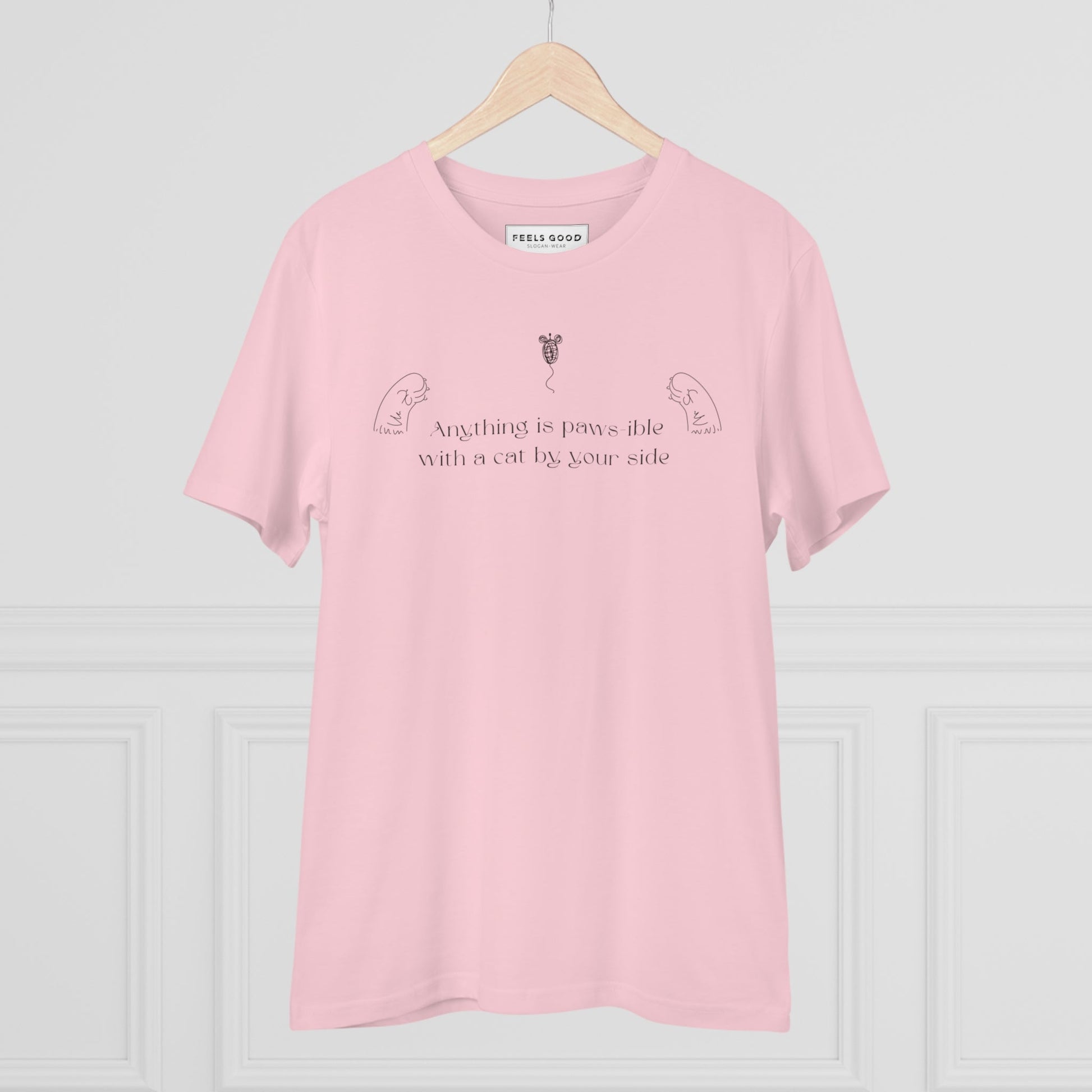 Organic Cotton 'Anything is Pawsible' Funny Cat T-shirt - Fun Cat T shirt