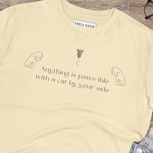 'Anything Is Pawsible' cat shirt for guys who love funny cat designs.

