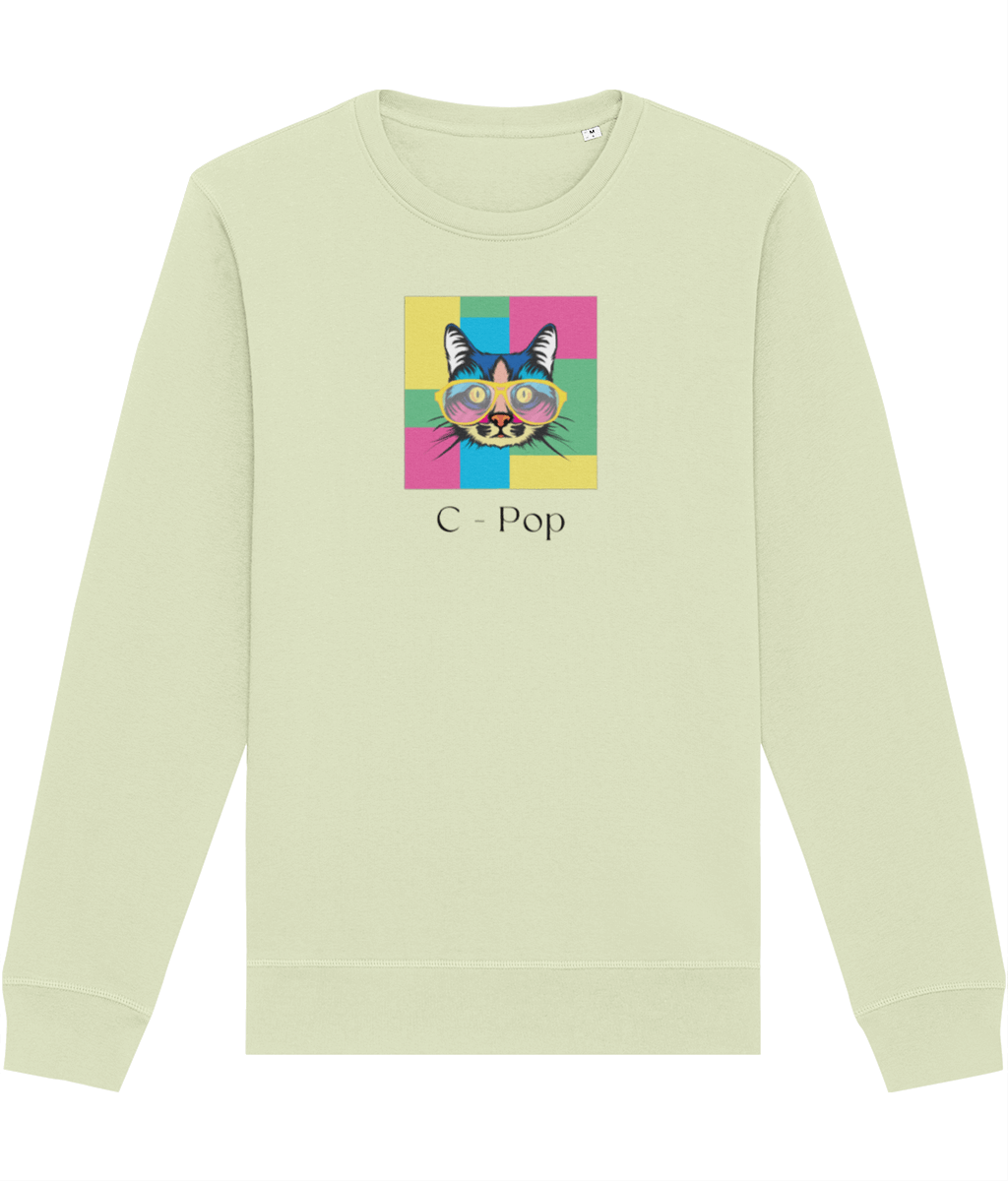 Cat clothing done right - Organic Cotton 'C-Pop' Funny Cat Sweatshirt


