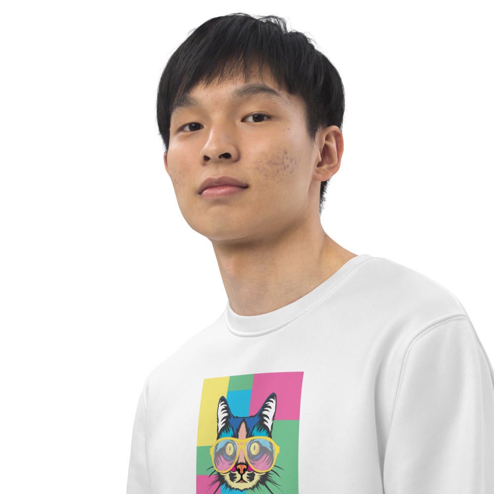 Stylish Organic Cotton 'C-Pop' Funny Cat Sweatshirt - cat print clothing

