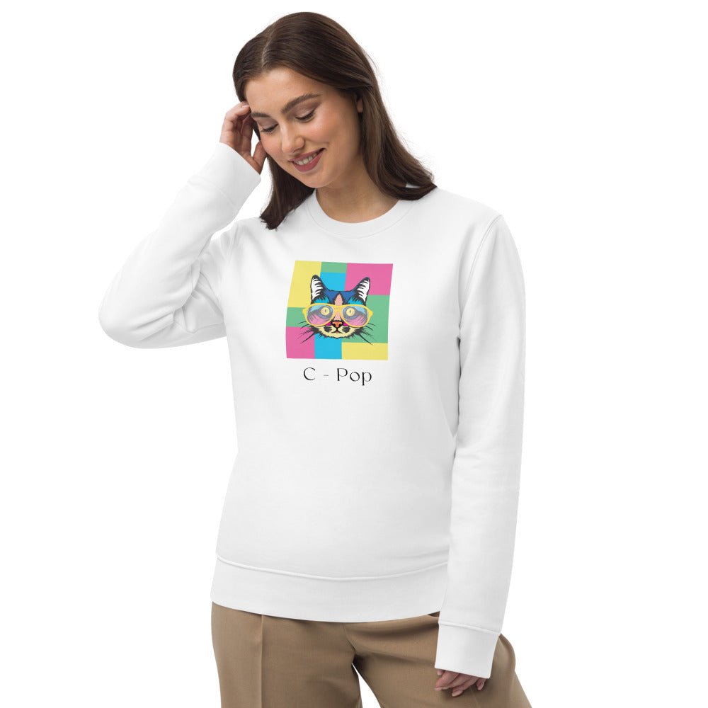 Organic Cotton 'C-Pop' Funny Cat Sweatshirt with quirky cat clothes style

