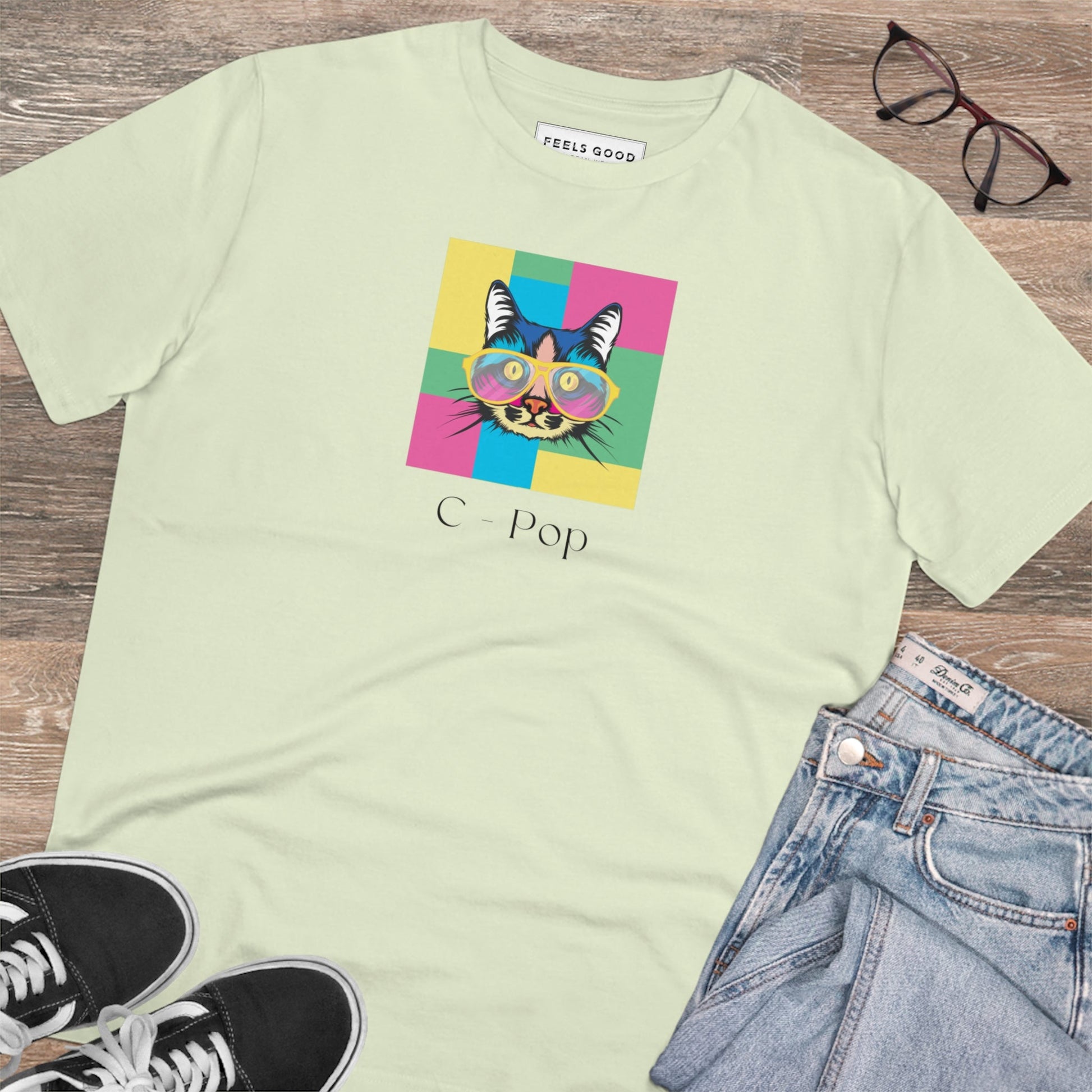 Organic Cotton 'C-Pop' Funny Cat T-shirt - Fun Cat T shirt