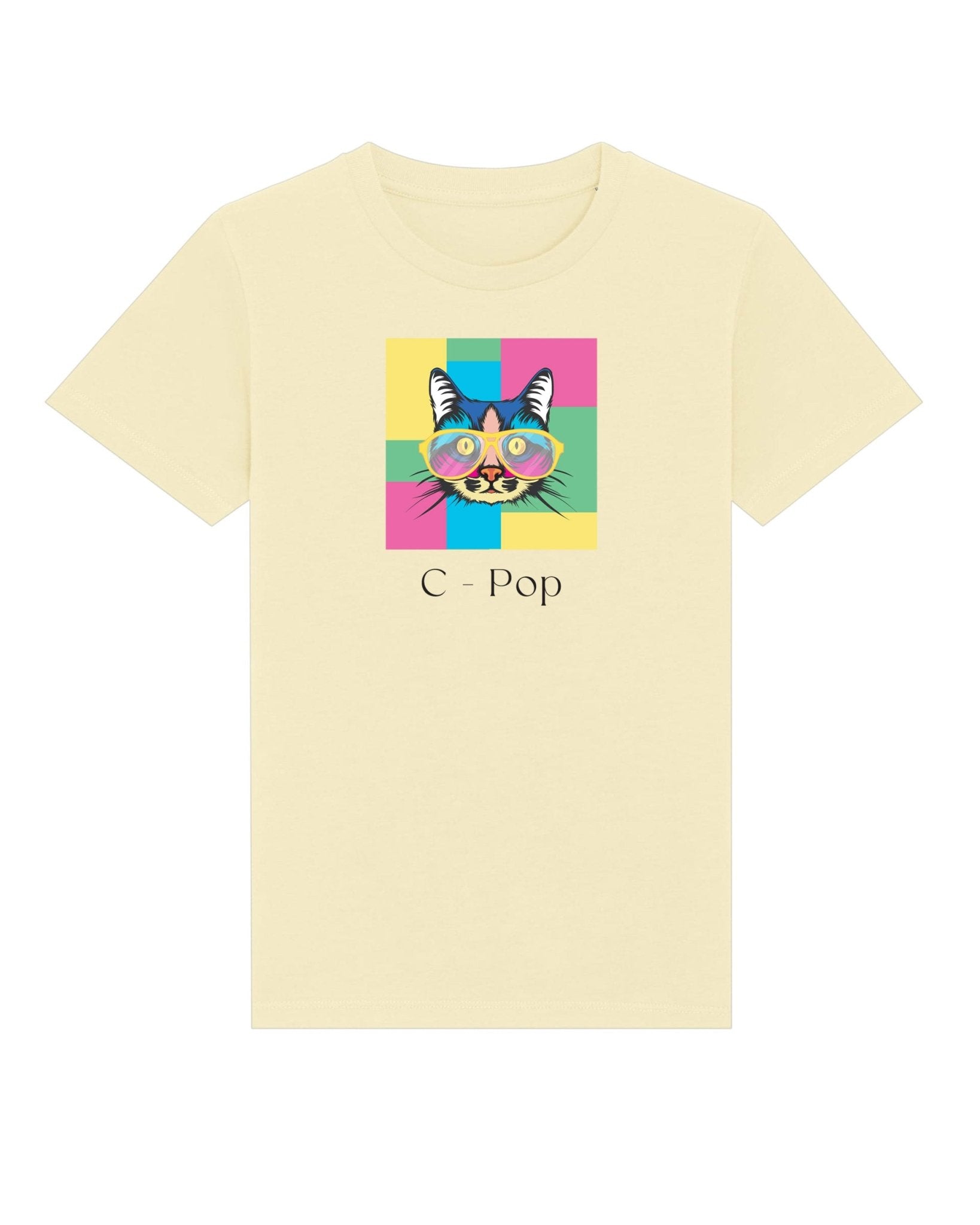 Organic Cotton 'C-Pop' Kids Funny Cat T-shirt for Hello Kitty shop fans.
