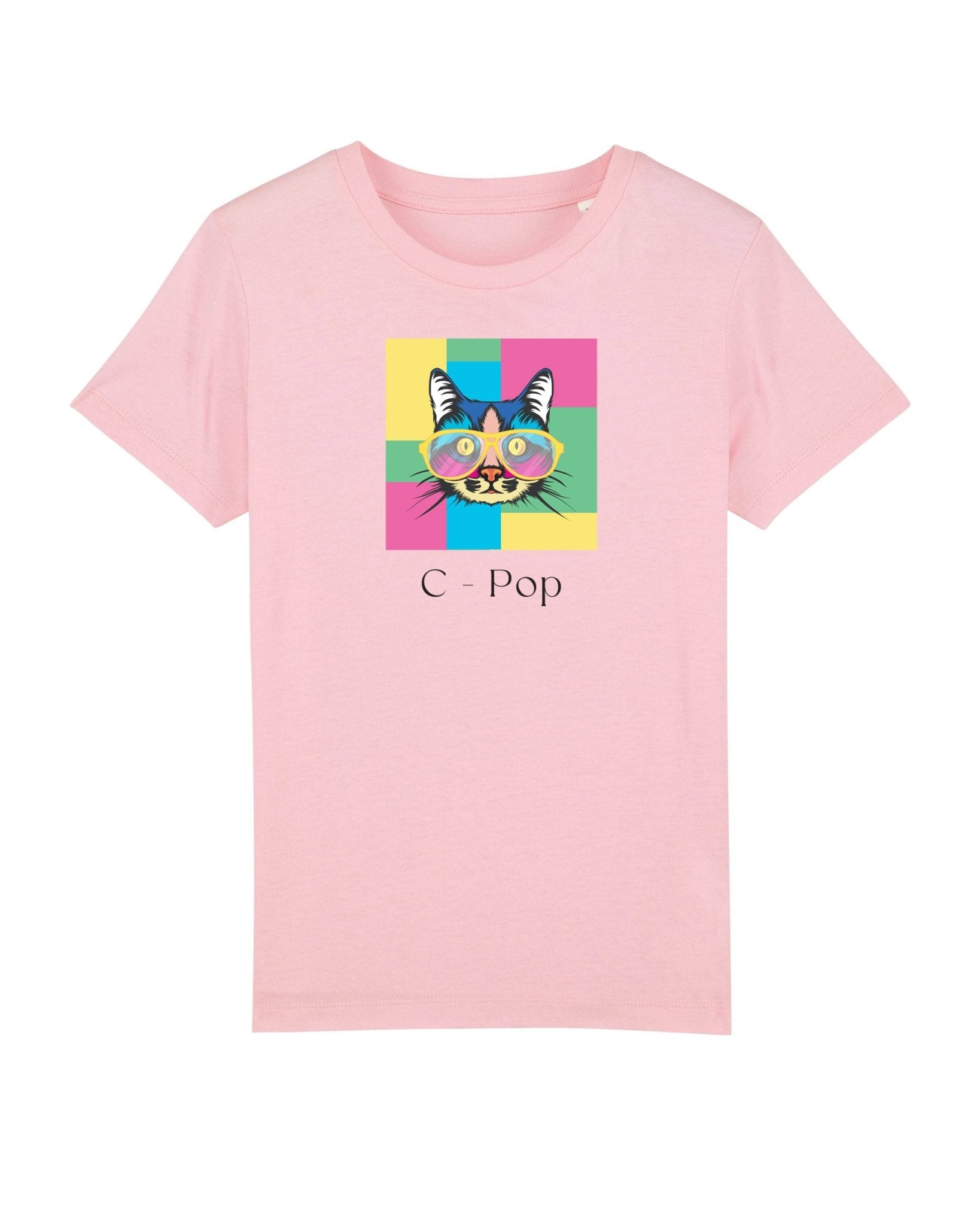 Gender-neutral kids clothes: Organic Cotton 'C-Pop' Kids Funny Cat T-shirt.