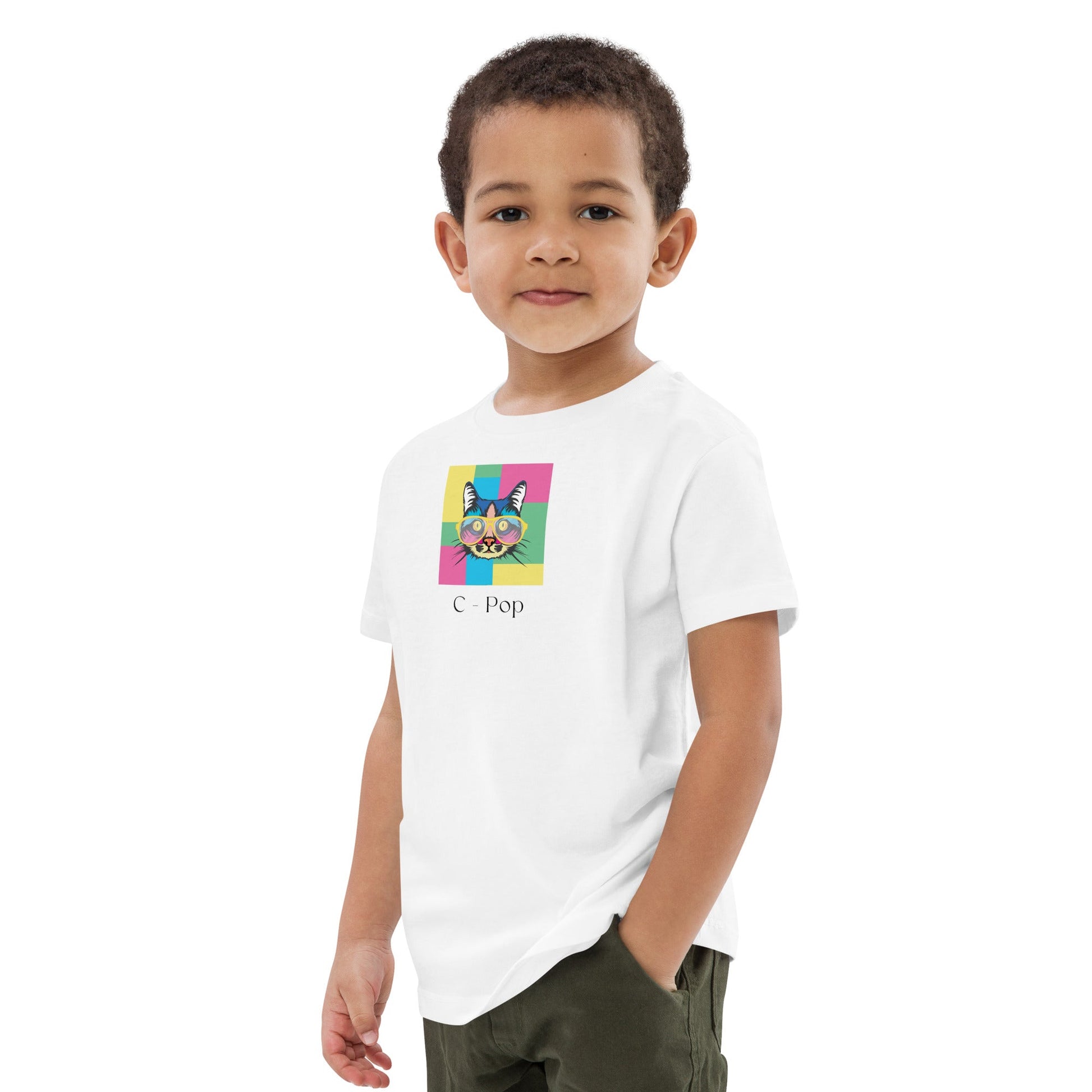 Organic Cotton 'C-Pop' Kids Funny Cat T-shirt - Fun hello kitty and friends clothes.
