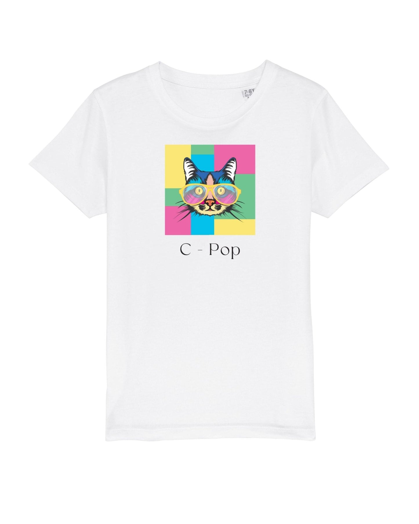 Organic Cotton 'C-Pop' Kids Funny Cat T-shirt - Hello Kitty clothing for boys and girls.
