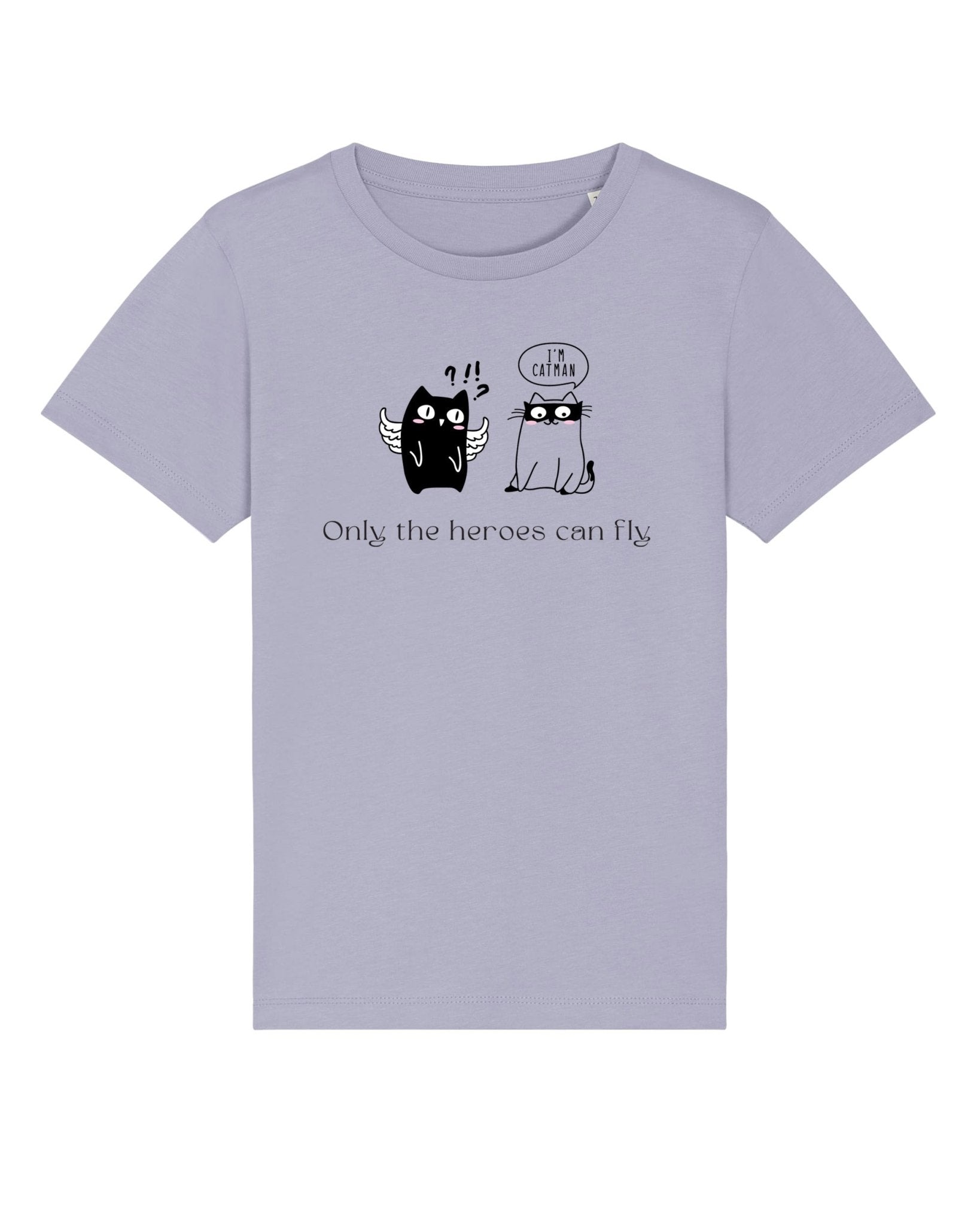 Organic Cotton 'Cat Heroes' Kids Funny Cat T-shirt for gender neutral kids clothes look

