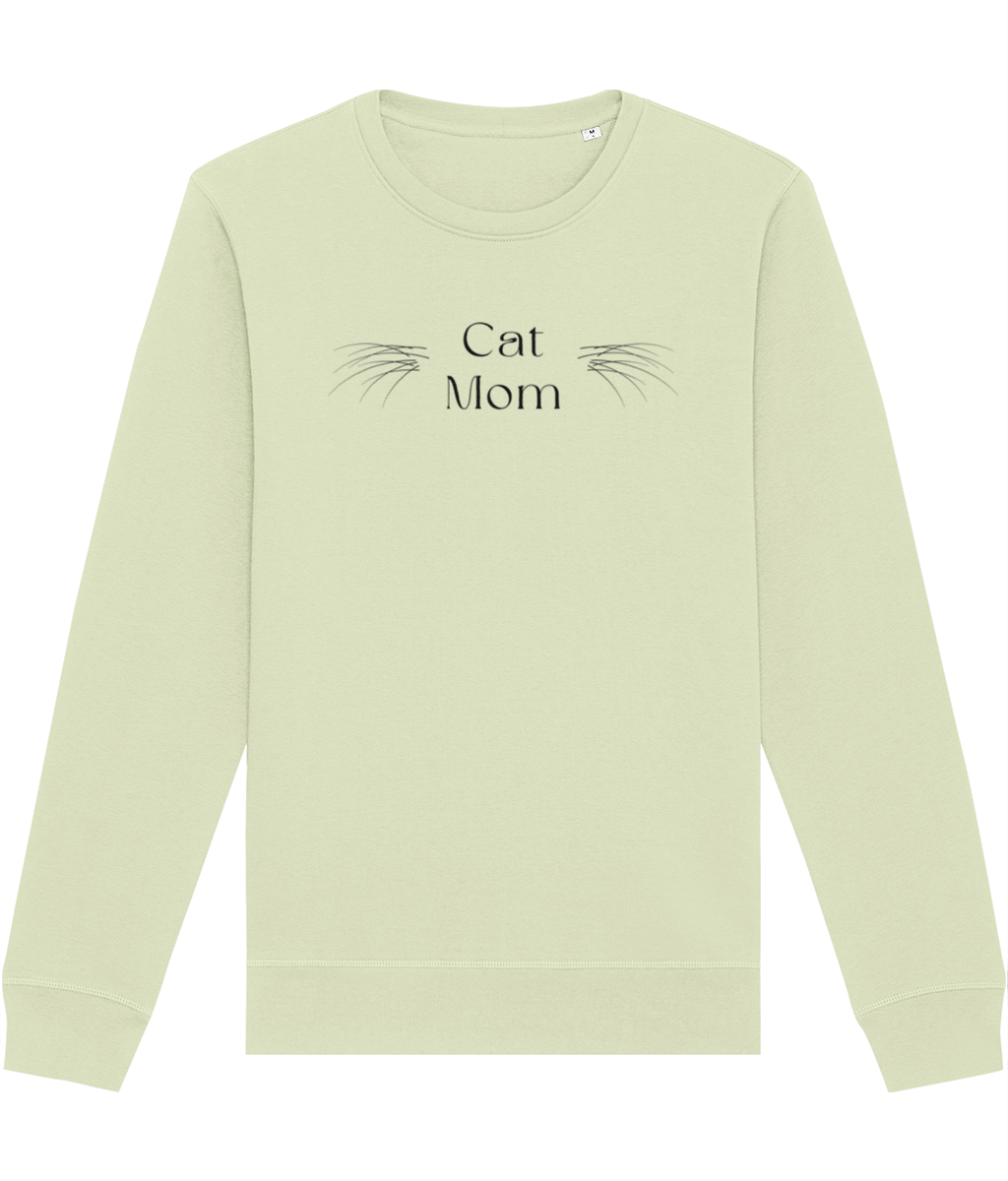 Organic Cotton 'Cat Mom' Animal Lover Sweatshirt with Cute Cat Design 

