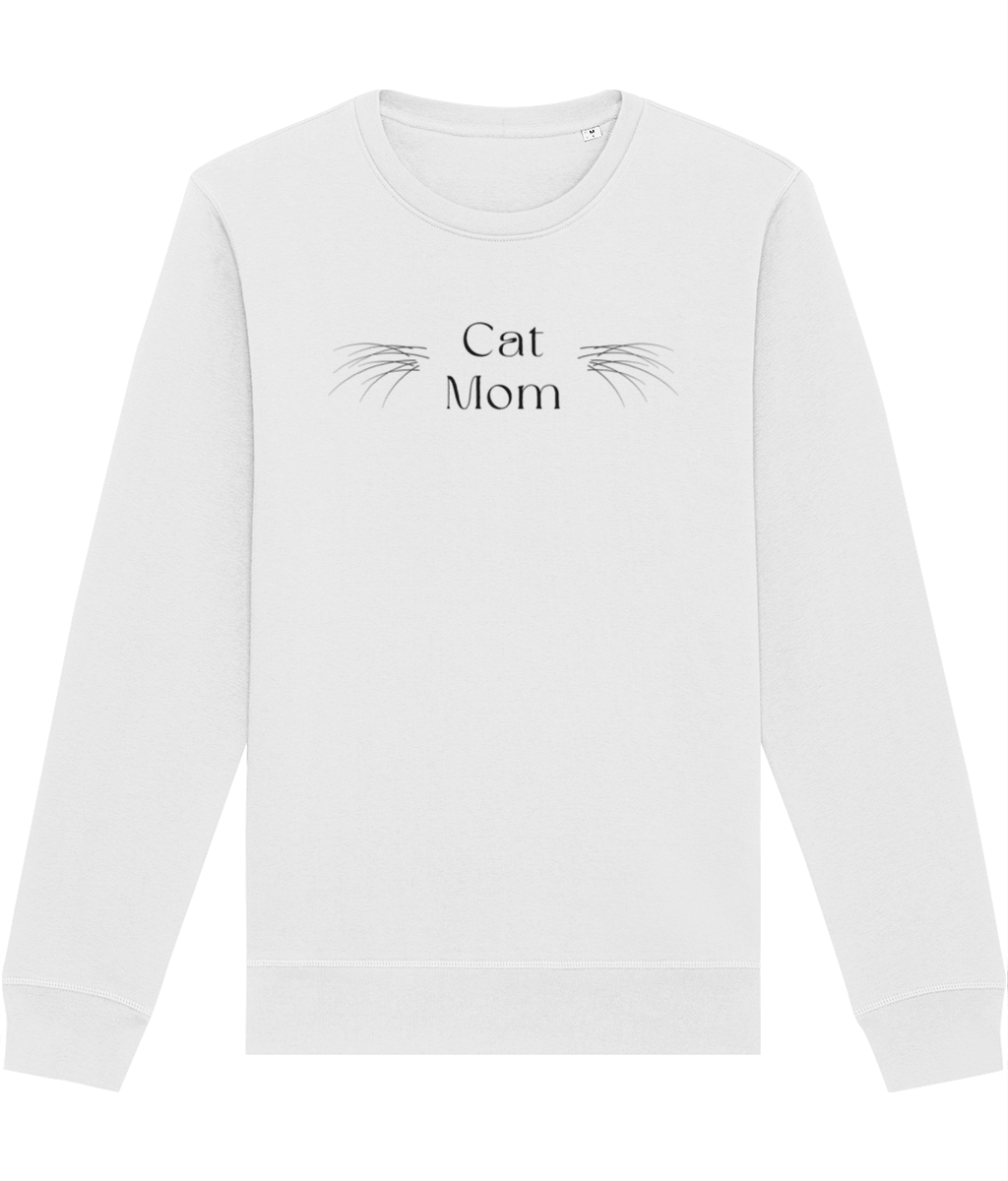 Organic Cotton 'Cat Mom' Cute Cat Sweatshirt for Animal Lovers in Soft Organic Cotton

