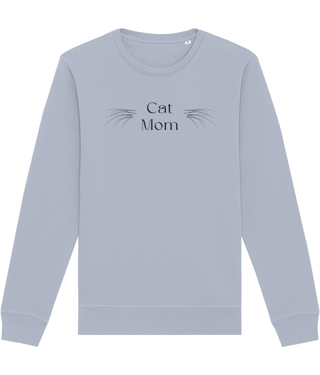 Organic Cotton 'Cat Mom' Funny Cat Sweatshirt for Cat Enthusiasts


