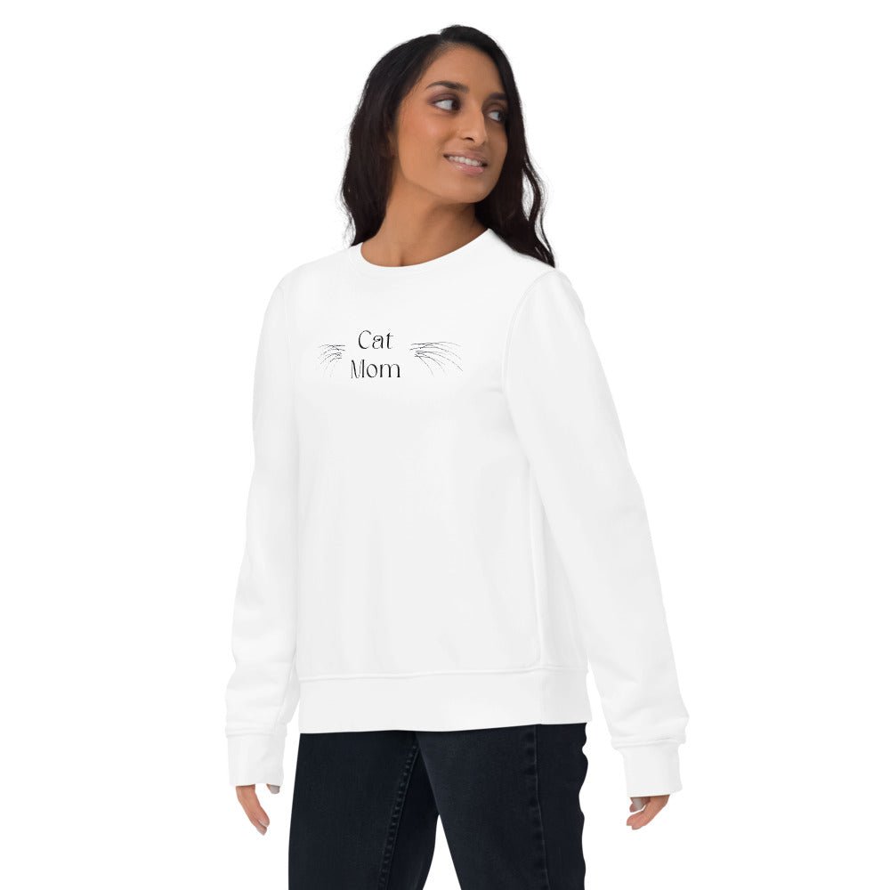Organic Cotton 'Cat Mom' Sweatshirt with Funny Cat Quotes

