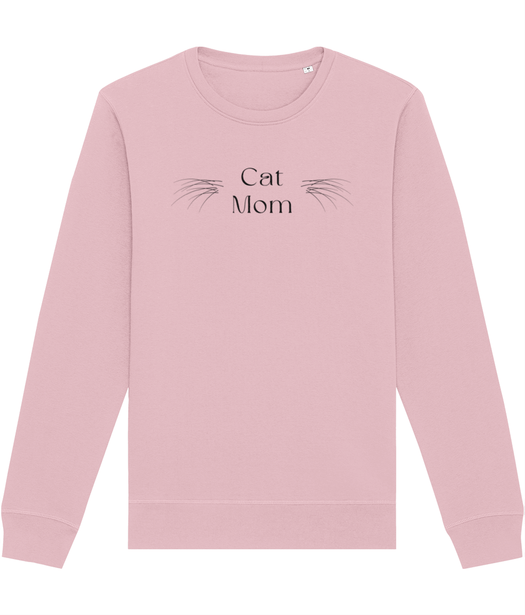 Organic Cotton Sweatshirt with Cat Mom Design and Funny Quote

