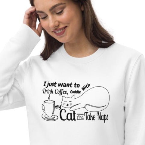Organic Cotton 'Cat Naps' Funny Cat Sweatshirt – Animal Lover Sweatshirts gift idea

