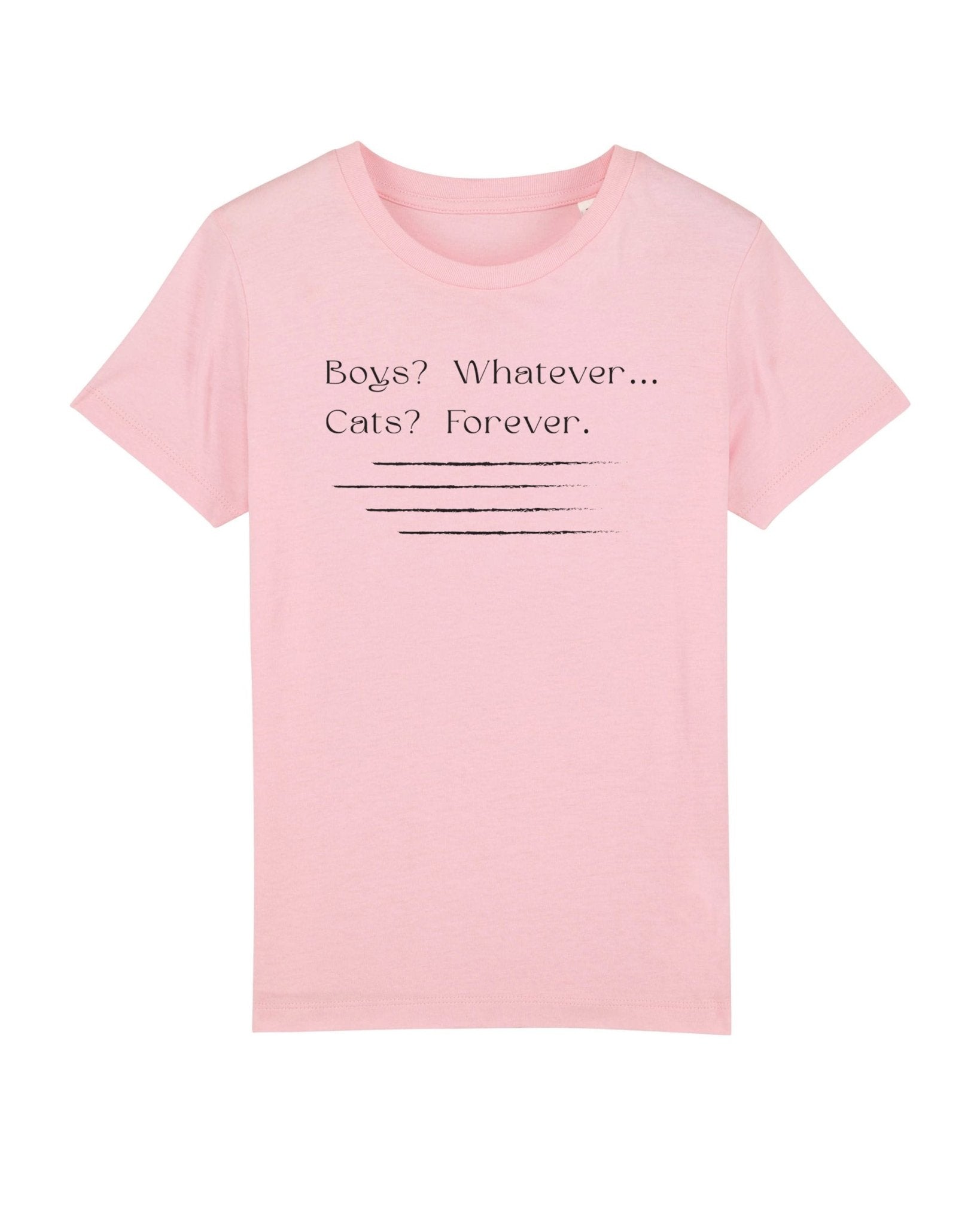 Kids animal print t shirts – 'Cats Forever' organic tee for cat lovers and cool kids

