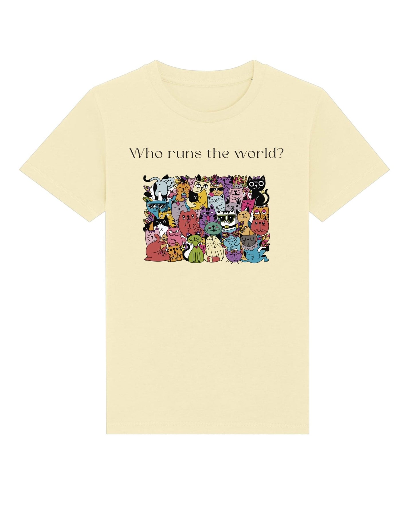 Organic Cotton T-shirt – 'Cats Run The World' cat tee for all kids

