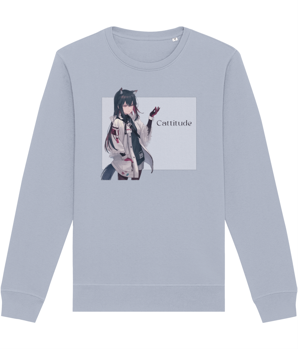 Organic Cotton 'Cattitude'  cat sweatshirt in organic cotton – a must-have for sweatshirt cats lovers

