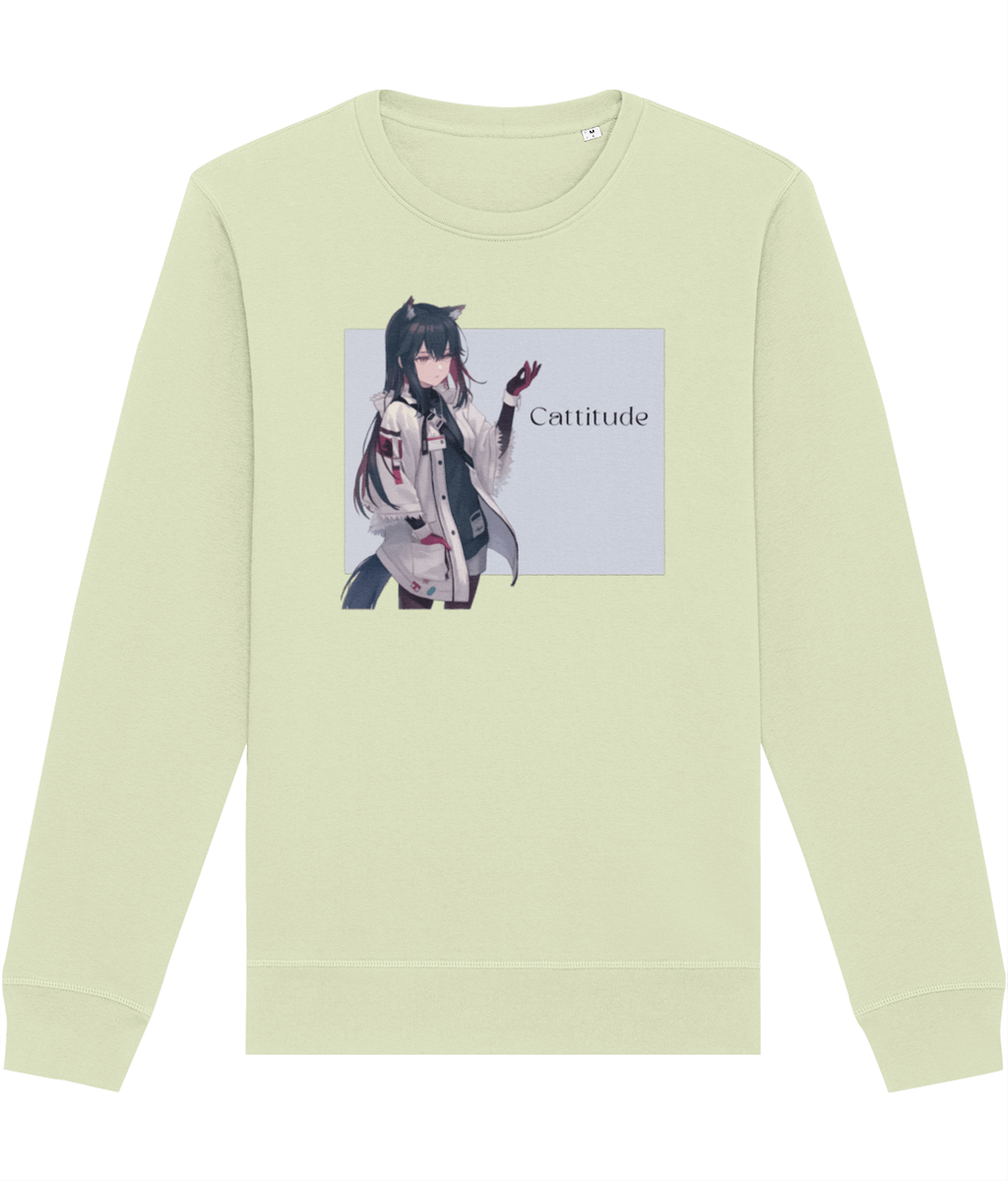 Tshirt cat style turned cozy – organic cotton Cattitude sweatshirt with a funny twist

