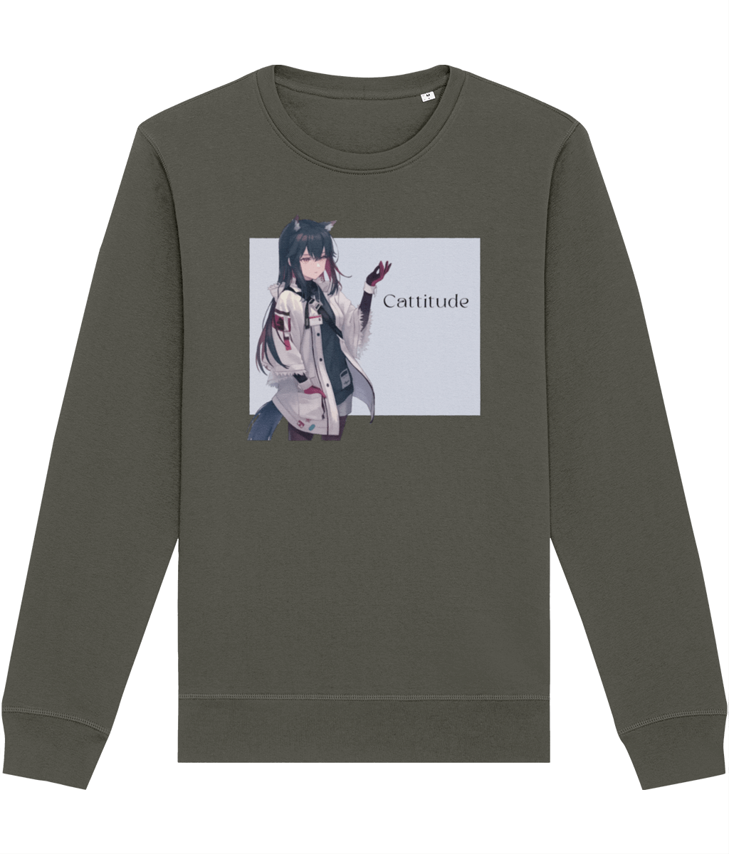 'Cattitude' funny cat sweatshirt – organic cotton, stylish and perfect for cat lovers

