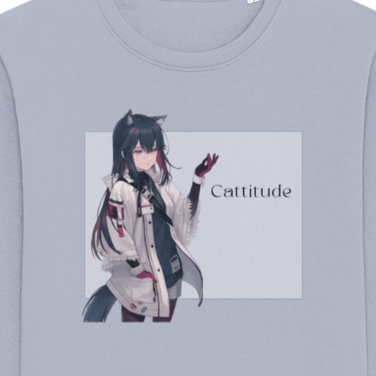 Organic Cotton 'Cattitude' Funny Cat Sweatshirt for animal lover sweatshirts collection

