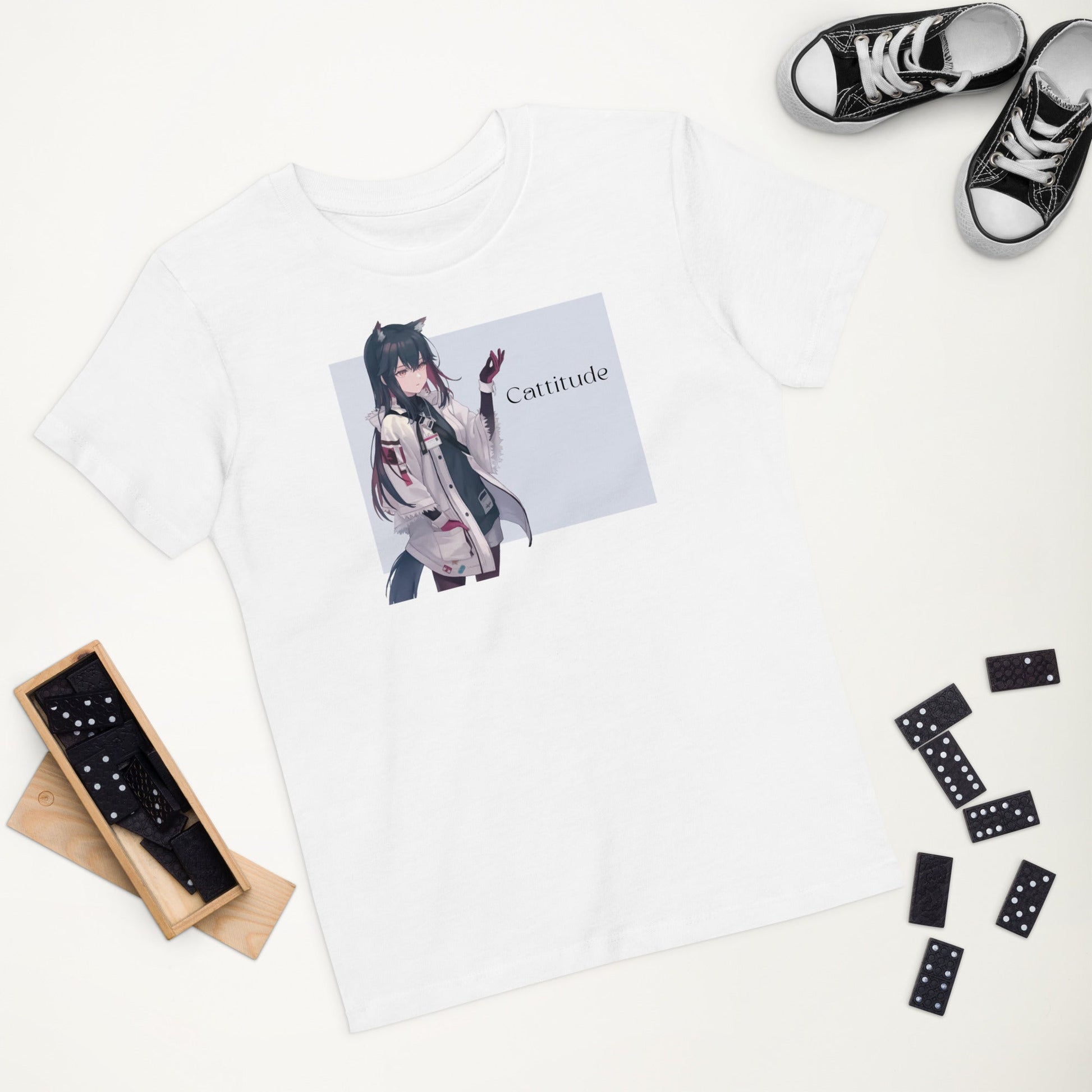 Cat t-shirts for kids – Organic Cotton 'Cattitude' Funny Tee with cute cat print


