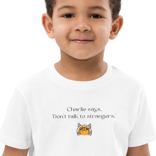 Organic Cotton 'Charlie Says' Kids Funny Cat T-shirt - Animal Print Kids Clothes