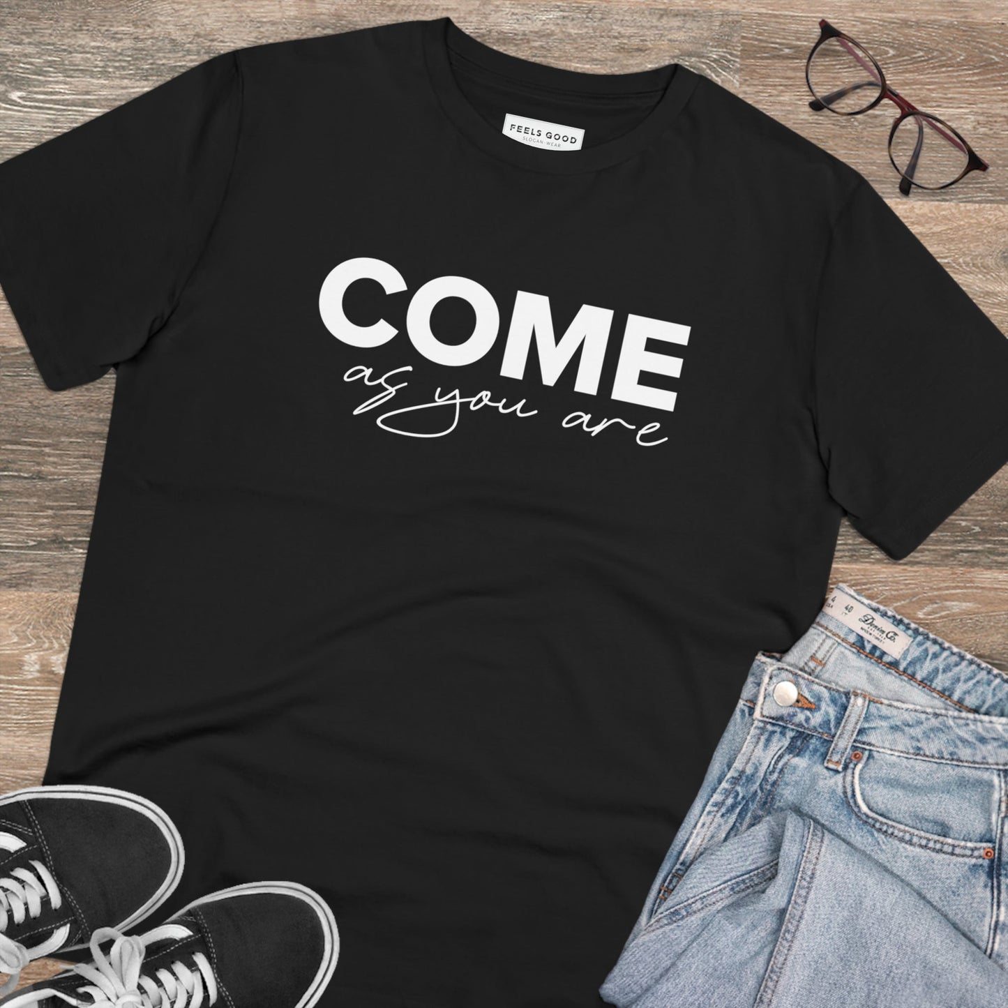 Organic Cotton 'Come As You Are' T-shirt with cool retro energy and chill vibes
