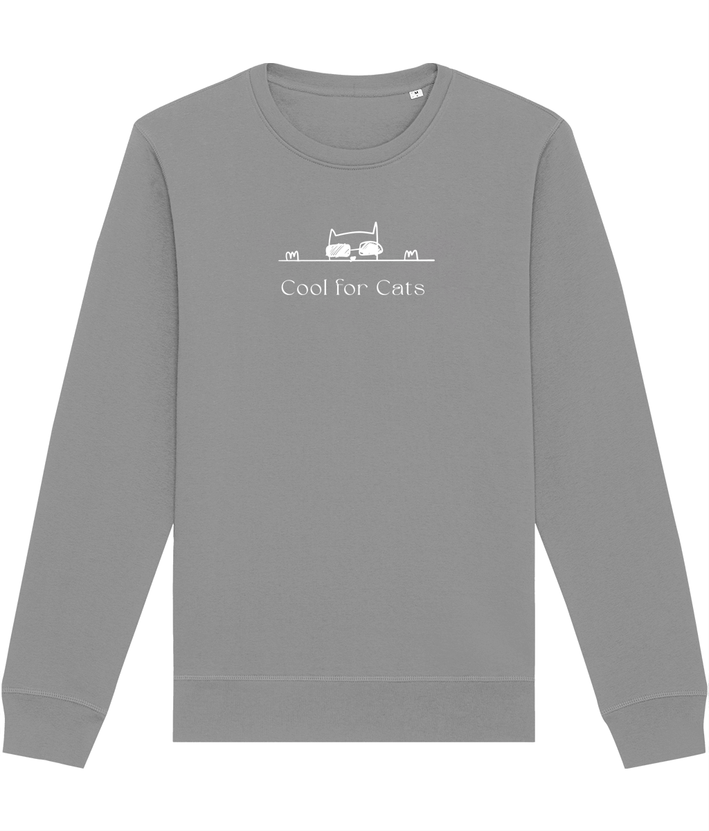 Organic Cotton 'Cool For Cats' Funny Cat Sweatshirt – blend humor & style in this must-have cat sweatshirt.

