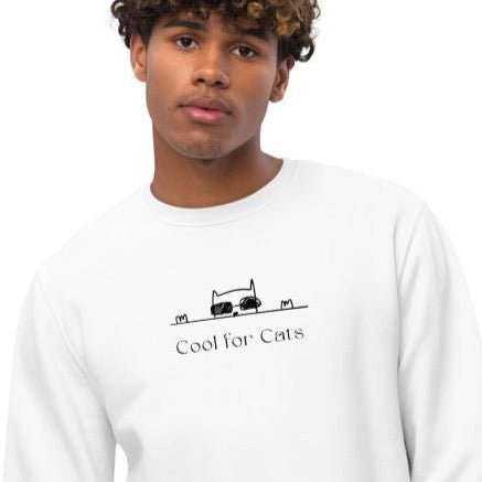 Organic Cotton 'Cool For Cats' Funny Cat Sweatshirt – a stylish addition to your doggie sweatshirts collection.

