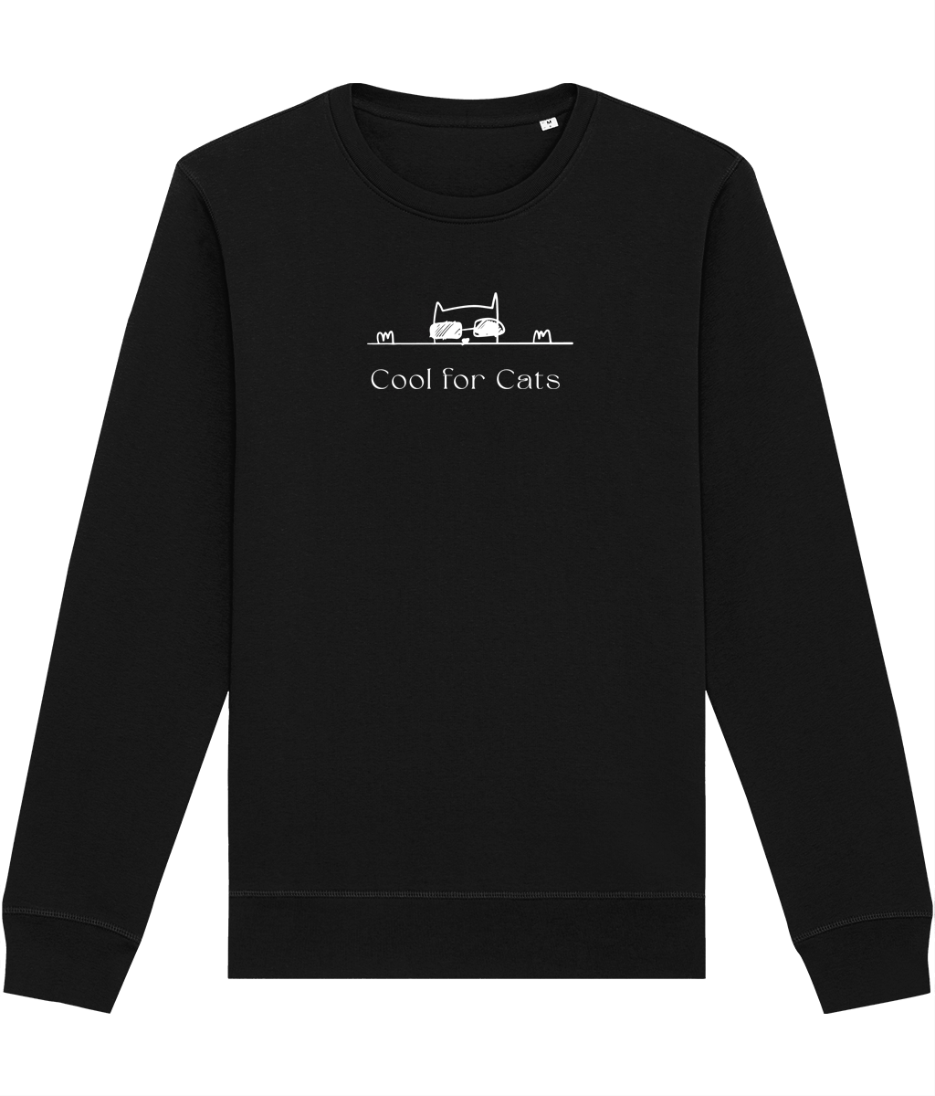 Express your love for felines with the Organic Cotton 'Cool For Cats' Funny Cat Sweatshirt – cute & cozy!

