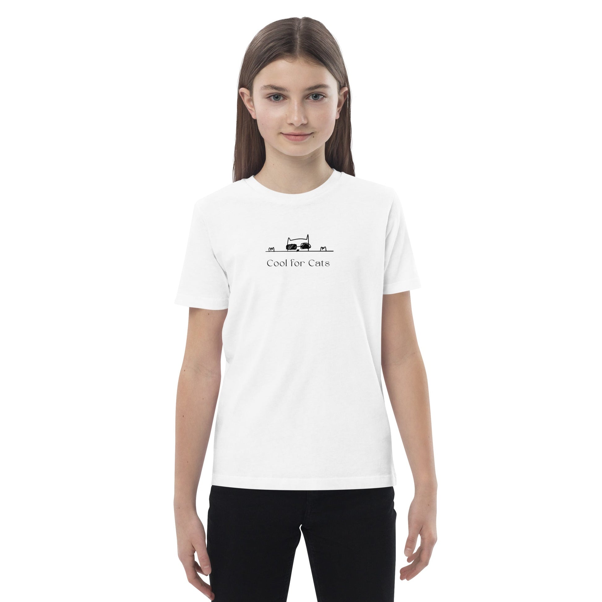 Organic Cotton 'Cool For Cats' Kids Funny Cat T-shirt – stylish gender-neutral kids clothes.