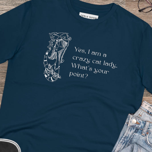 Cat shirts for guys Organic Cotton 'Crazy Cat Lady' Funny Cat T-shirt perfect fit


