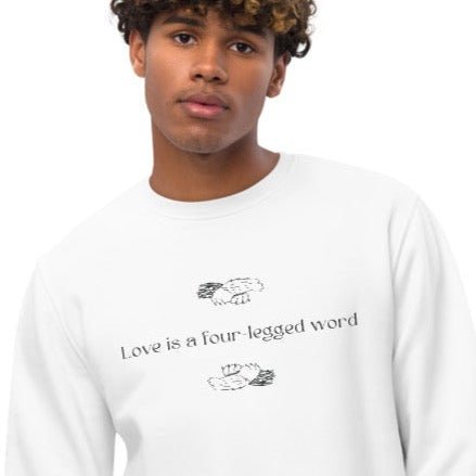 Organic Cotton 'Four-Legged' Funny Cat Sweatshirt – a fun piece for cat quotes lovers and pet owners.