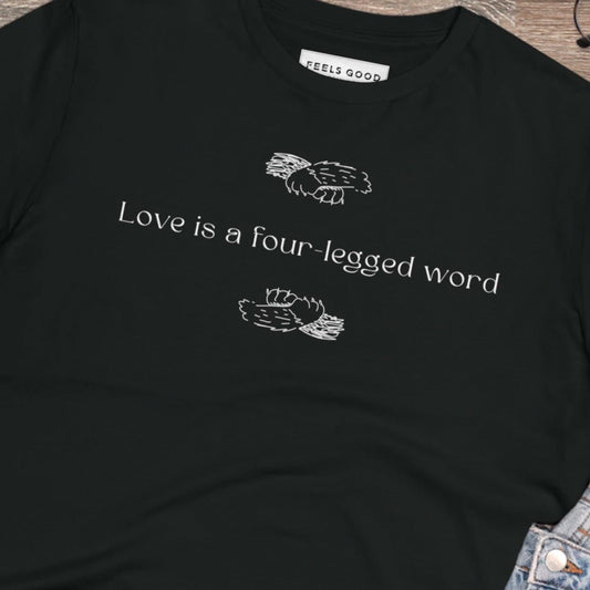 Organic Cotton 'Four-Legged' Funny Cat T-shirt – perfect pet lover t-shirt for cat and dog fans.