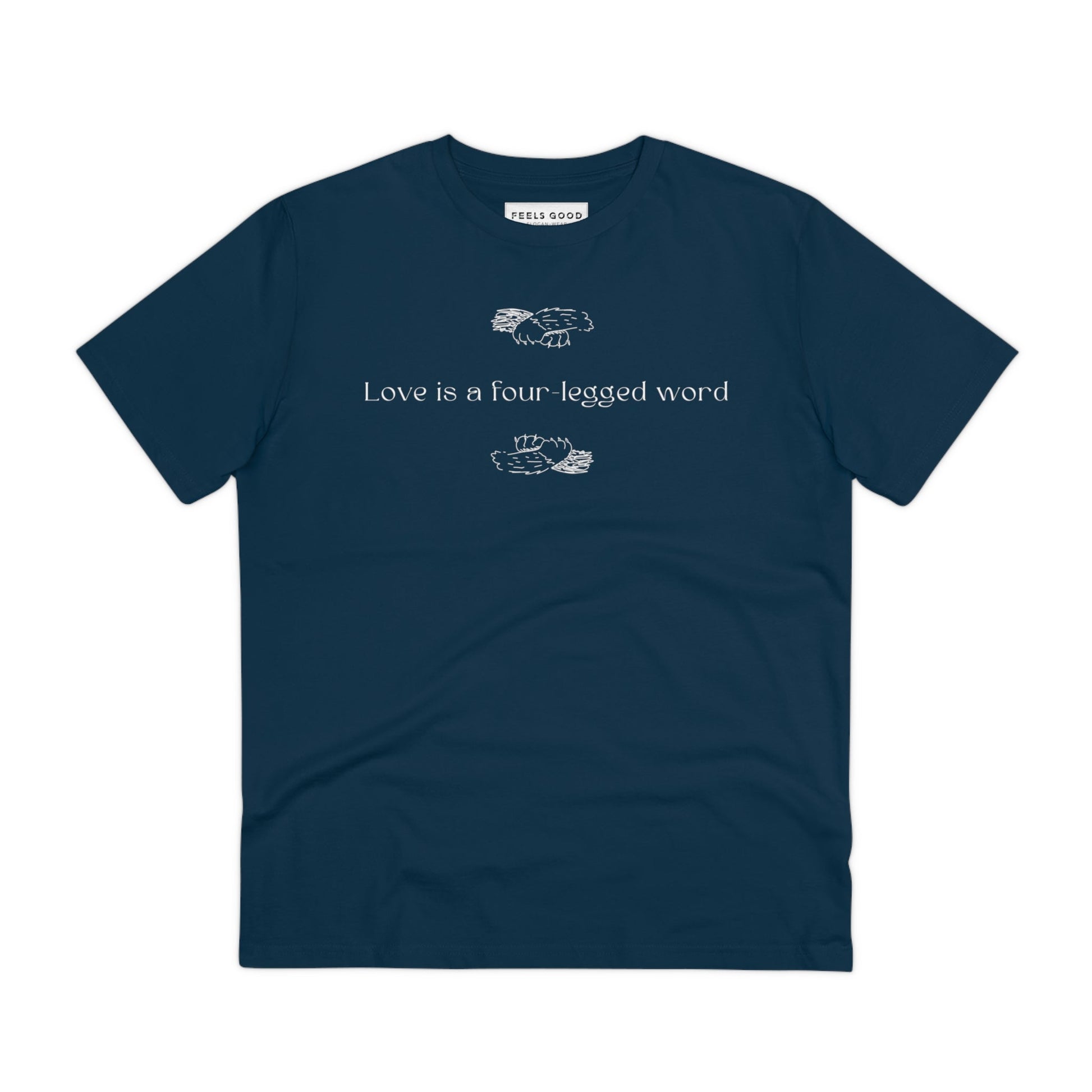 Get a dog t-shirt with a hilarious cat design – Organic Cotton 'Four-Legged' Funny Cat T-shirt.