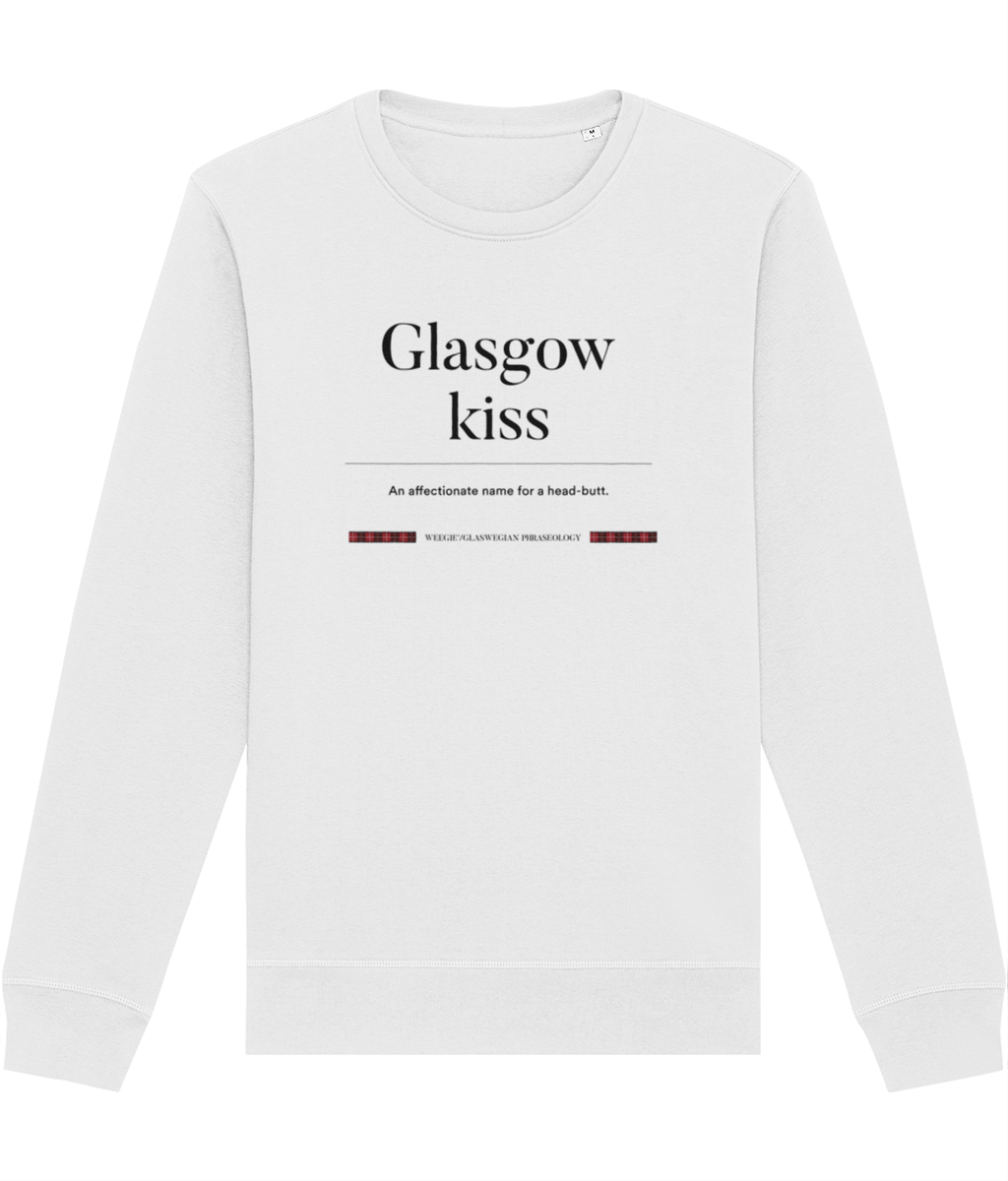 A premium jumper Scotland fans will love – the organic cotton 'Glasgow Kiss' Glaswegian Slang sweatshirt!