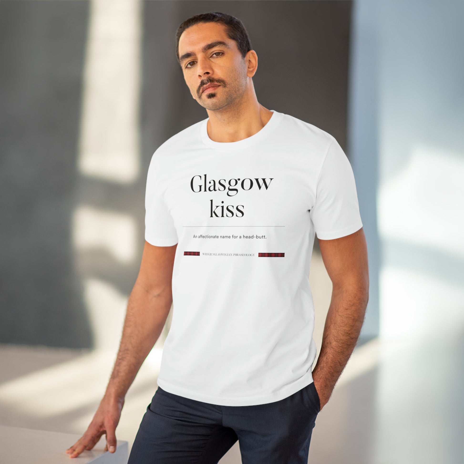 Wear your favorite Scottish slang phrases with the organic cotton 'Glasgow Kiss' Glaswegian Slang t-shirt!