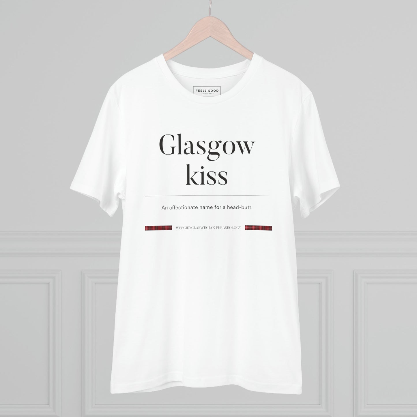 Scotland t-shirts with character! The organic cotton 'Glasgow Kiss' Glaswegian Slang t-shirt is unique.