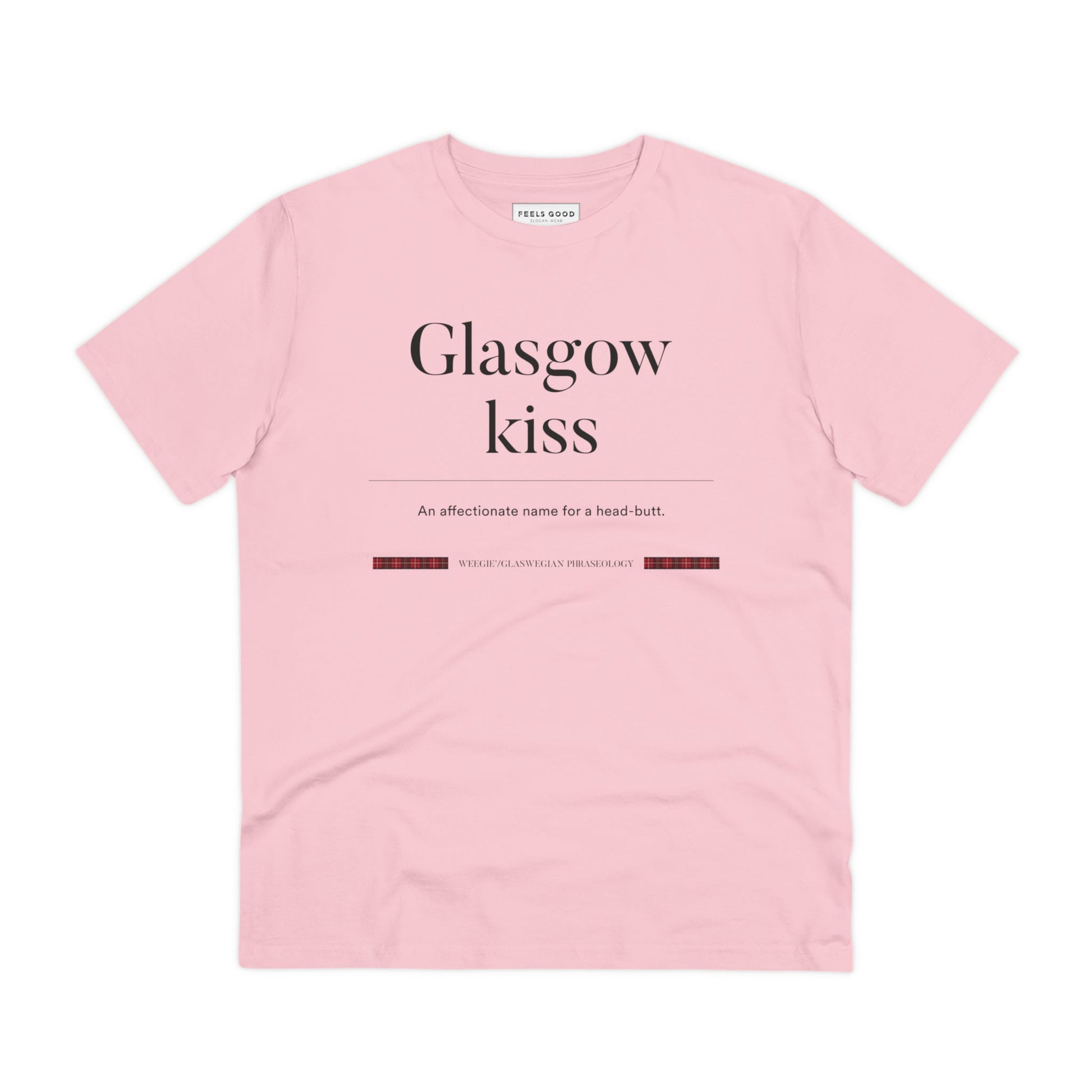 Get your hands on the organic cotton 'Glasgow Kiss' Glaswegian Slang t-shirt, a top Scotland t-shirt.