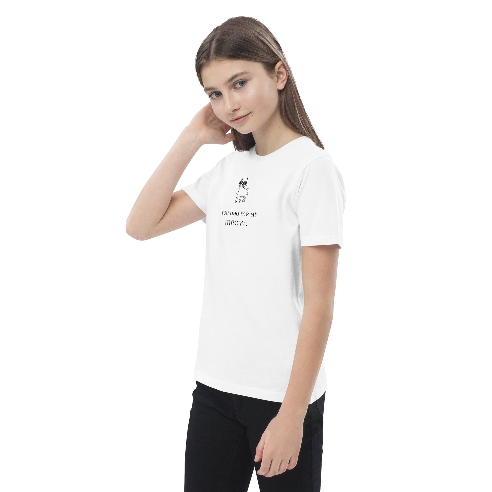 Fun cat t-shirts for kids – Organic Cotton 'Had Me At Meow' Kids Funny Cat T-shirt

