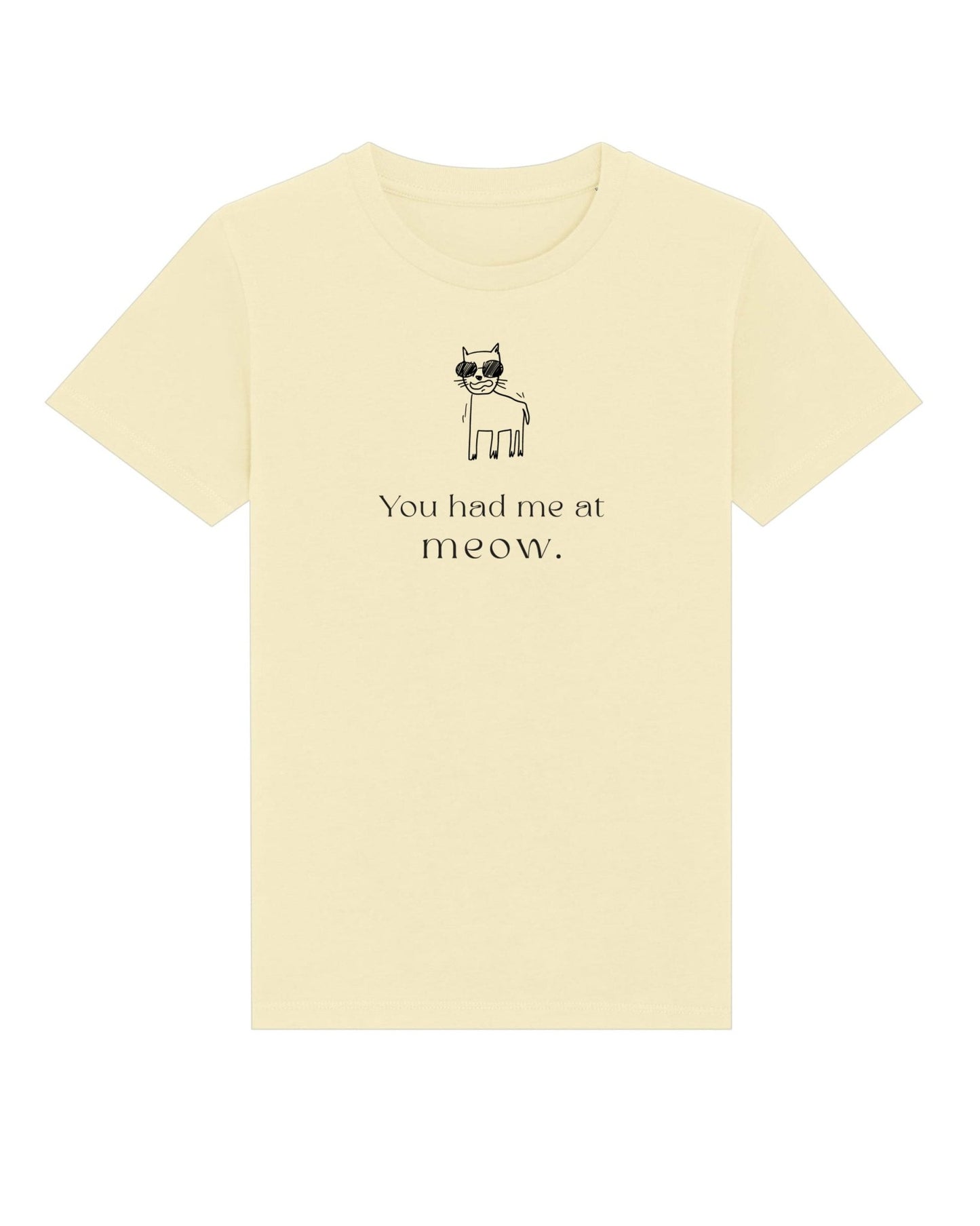 Kids animal print t shirts – Organic Cotton 'Had Me At Meow' Funny Cat tee

