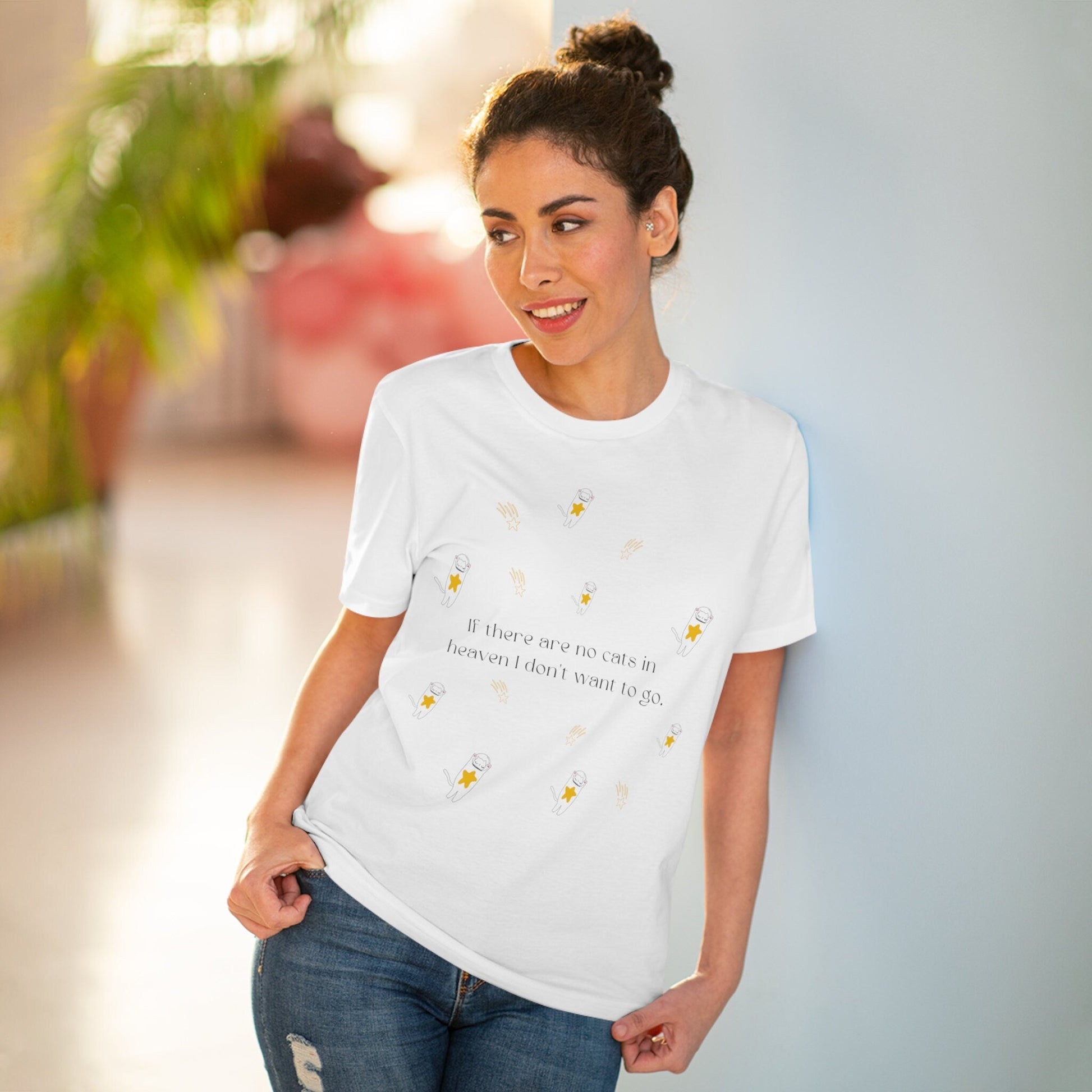 Organic Cotton 'Heavenly Cats' Funny Cat T-shirt - Fun Cat T shirt