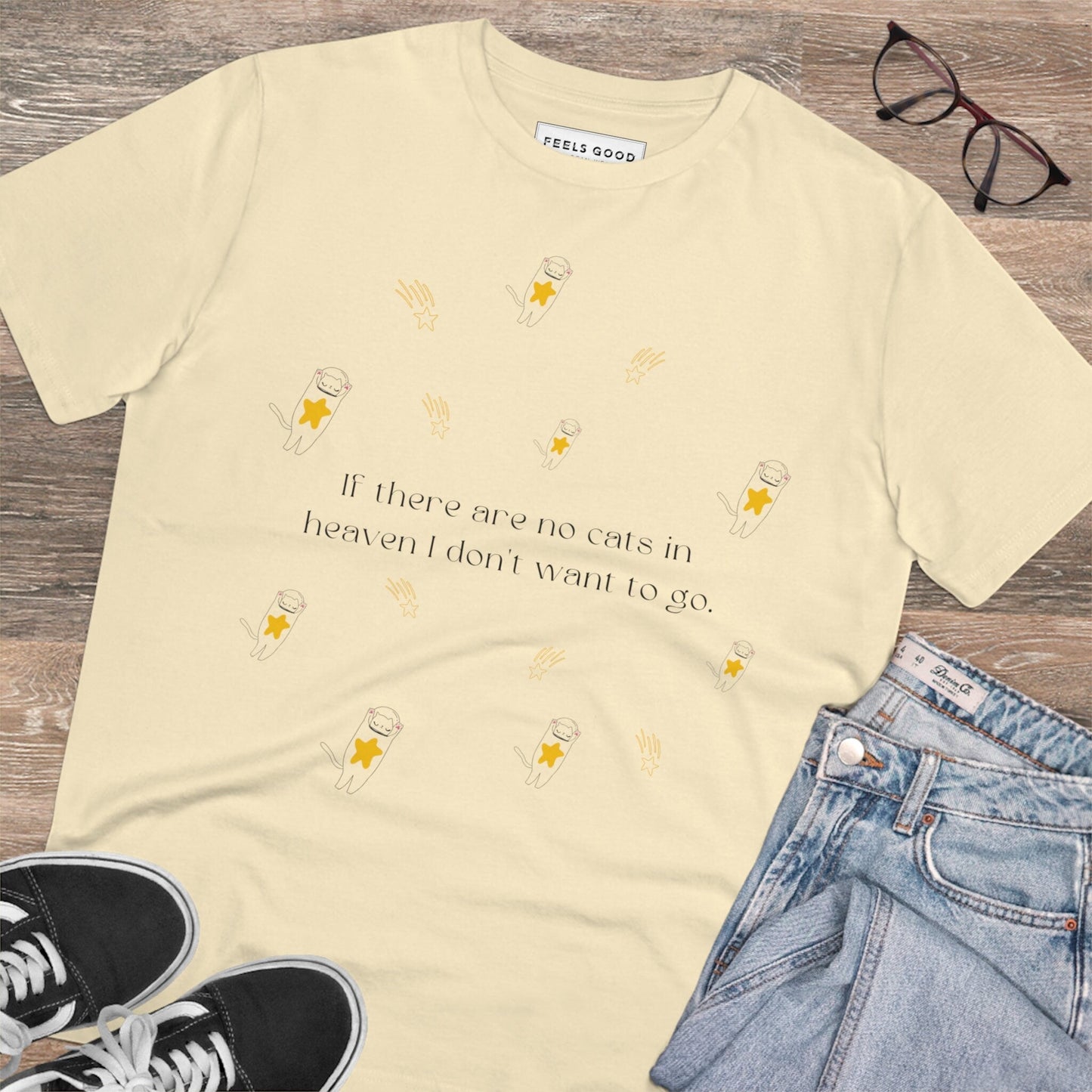 Organic Cotton 'Heavenly Cats' Funny Cat T-shirt - Fun Cat T shirt