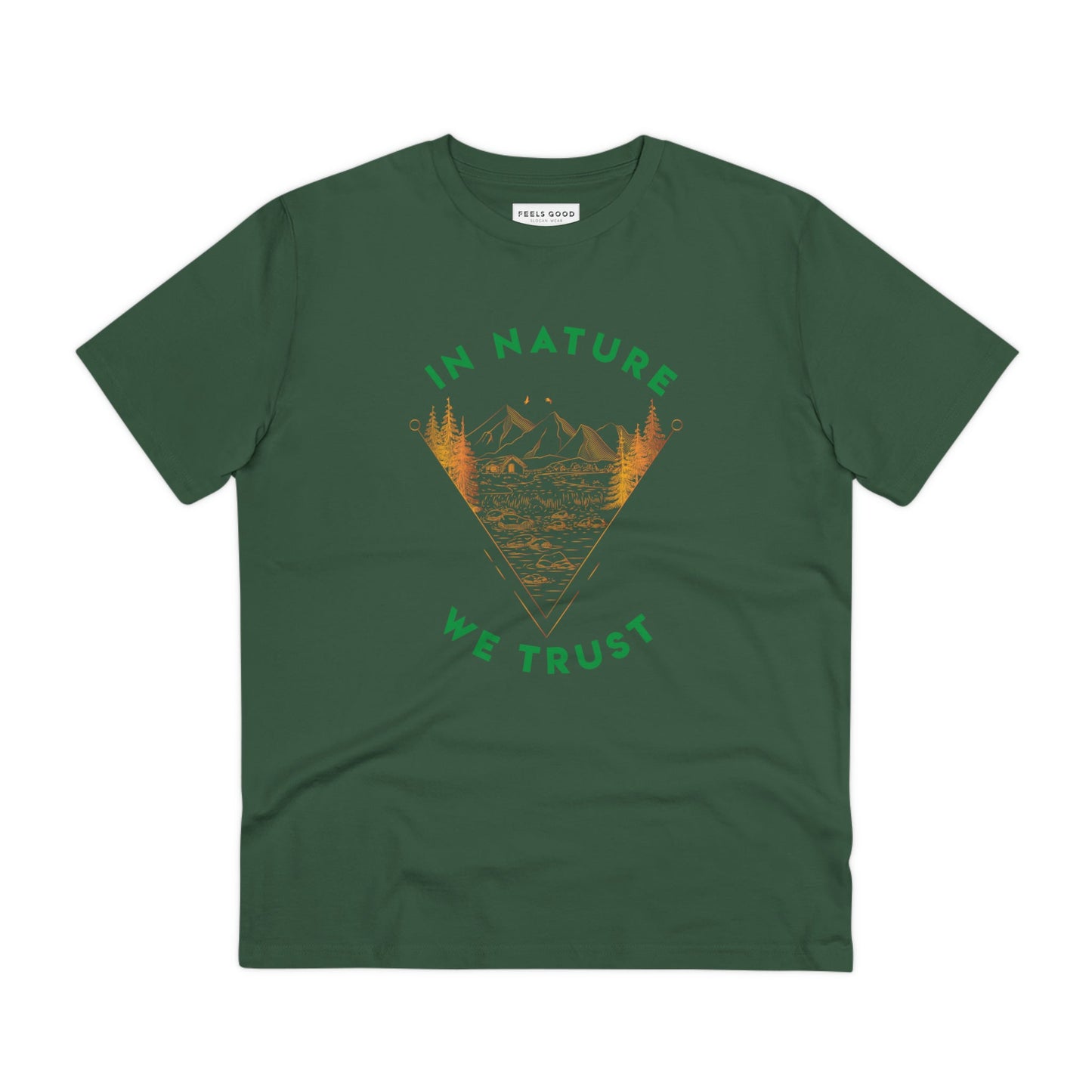 The organic cotton 'In Nature We Trust' t-shirt is perfect for women's walking t shirts on trails.