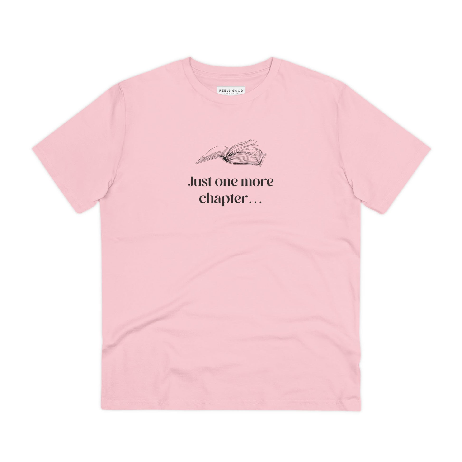 Organic Cotton 'Just One More Chapter…' Books T-shirt with a retro bookworm aesthetic

