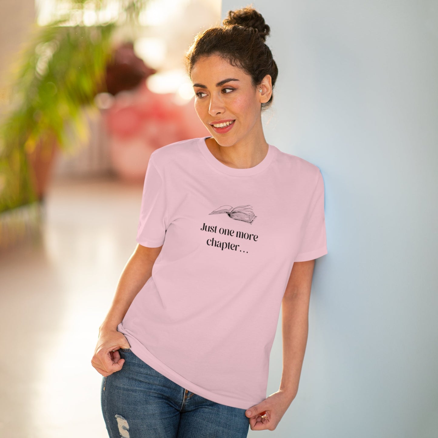 Organic Cotton 'Just One More Chapter…' Books T-shirt with a vibe like classic tour merch

